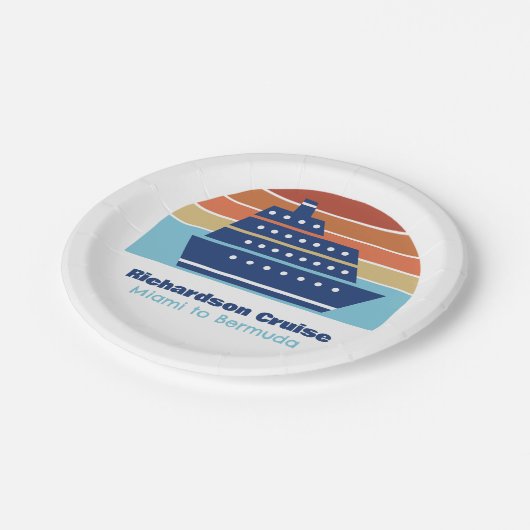 Cooles Cruise Ship Sunset Personalisiert Beach Par Pappteller (Schrägansicht)