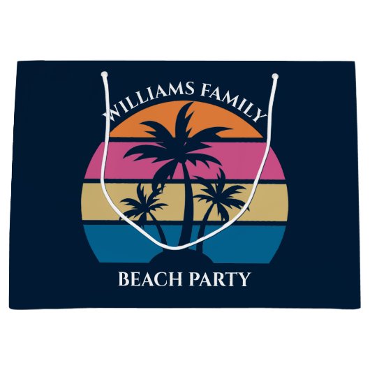 Cooles Custom Beach Party Blue Palm Tree Große Geschenktüte (Vorderseite)
