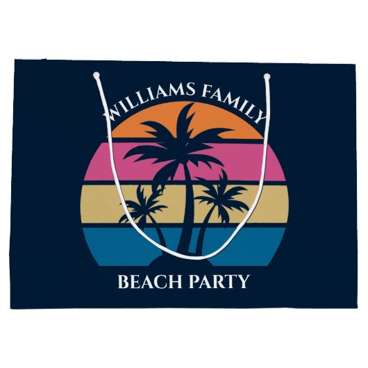 Cooles Custom Beach Party Blue Palm Tree Große Geschenktüte (Rückseite)