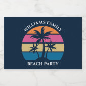 Cooles Custom Beach Party Blue Palm Tree Mini Schaumweinetikett (Einzelnes Label)