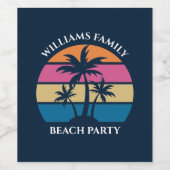 Cooles Custom Beach Party Blue Palm Trees Weinetikett (Einzelnes Label)
