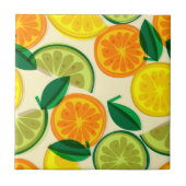 Cooles Cutrus-Muster in Retrofarben Gelb Grün Fliese (Vorderseite)
