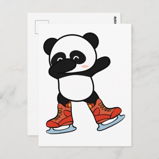 Cooles Dabbing Panda auf Eisschuhen des Skate Postkarte (Vorne/Hinten)