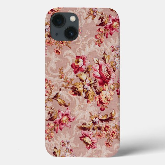 Cooles Damastmuster Blumenmuster Rosa Blumenmuster Case-Mate iPhone Hülle (Rückseite)