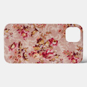 Cooles Damastmuster Blumenmuster Rosa Blumenmuster Case-Mate iPhone Hülle (Rückseite (Horizontal))