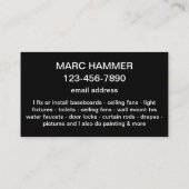 Cooles Design von einfachen Handyman-Visitenkarten Visitenkarte (Rückseite)