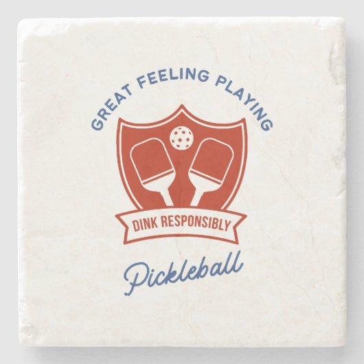 Cooles Design von Pickleball Steinuntersetzer (Vorderseite)