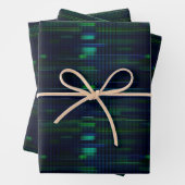 Cooles digitales Vaporwave blaues grünes Muster Geschenkpapier Set (Beispiel)