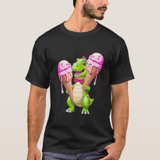 Cooles Dino mit Eiscreme - Fun Cartoon T - Shirt