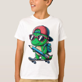 Cooles Dino-Skateboarding Zurück zu Schulkunst T-Shirt