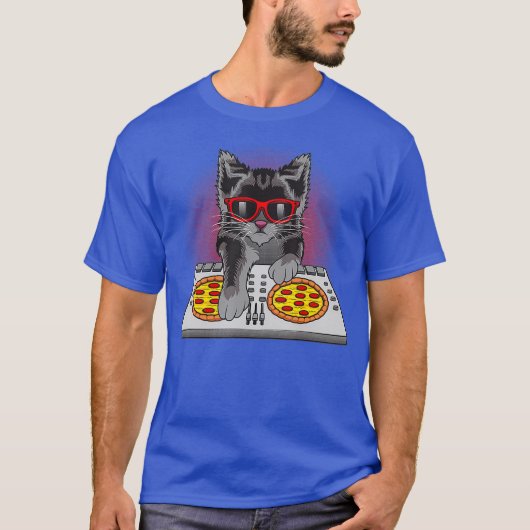 Cooles DJ Cat Pizza-Geschenk für Männer Frauen Jun T-Shirt (Vorderseite)