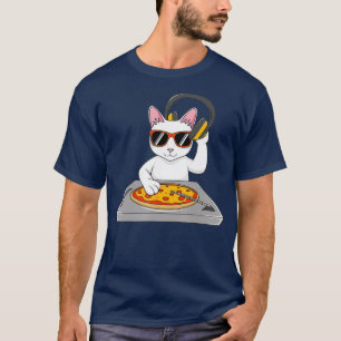 Cooles DJ-Katze-Pizza-Geschenk für Männer Frauen J T-Shirt