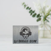 Cooles DJ stellen Logo auf metallischer Visitenkarte (Stehend Vorderseite)