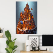 Cooles Dörfchen Gingerbrot | Art der AI Poster (Heimbüro)