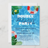 Cooles Double Pool-Party | Gemeinsame Geburtstagsp Einladung (Vorderseite)