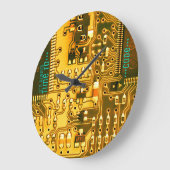 Cooles Druckstromkreis des orange Gelbs Große Wanduhr (Winkel)