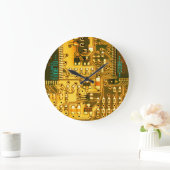 Cooles Druckstromkreis des orange Gelbs Große Wanduhr (Zuhause)