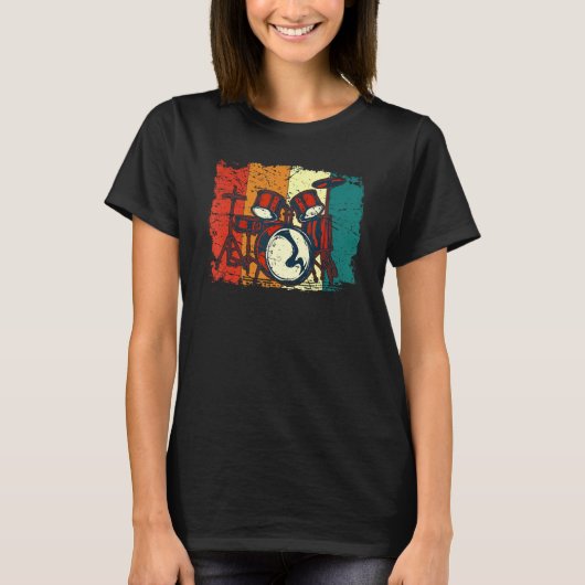 Cooles Drumset Drummer Retro Drummgeschenke Drumm T-Shirt (Vorderseite)