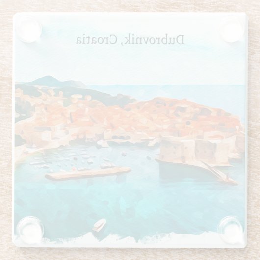 Cooles Dubrovnik Kroatien Adria Küste Panorama Aus Glasuntersetzer (Rückseite)