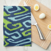 Cooles dunkles Marineblau und grünes Stammes- ikat Geschirrtuch (Viertel Falte)