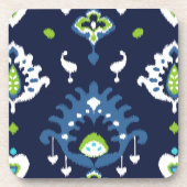 Cooles dunkles Marineblau und grünes Stammes- ikat Getränkeuntersetzer (Vorderseite)