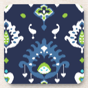 Cooles dunkles Marineblau und grünes Stammes- ikat Getränkeuntersetzer