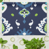Cooles dunkles Marineblau und grünes Stammes- ikat Küchentuch (Gefaltet)