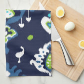 Cooles dunkles Marineblau und grünes Stammes- ikat Küchentuch (Viertel Falte)