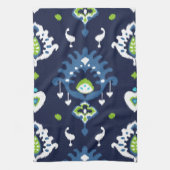 Cooles dunkles Marineblau und grünes Stammes- ikat Küchentuch (Vertikal)