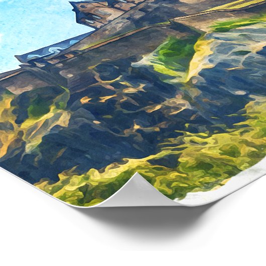 Cooles Edinburgh Schottisches Schloss Malerei Poster (Ecke)