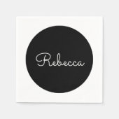 Cooles Editierbares Weißskript Retro-Modernes Desi Serviette (Vorderseite)