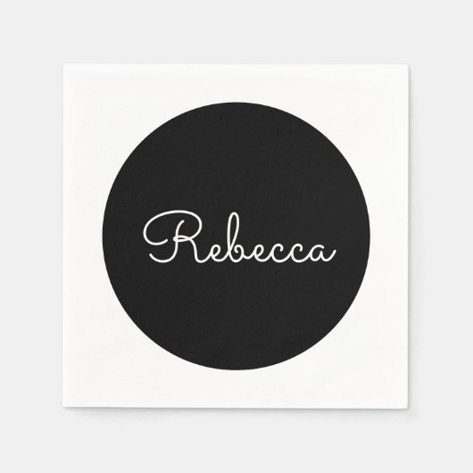 Cooles Editierbares Weißskript Retro-Modernes Desi Serviette (Vorderseite)