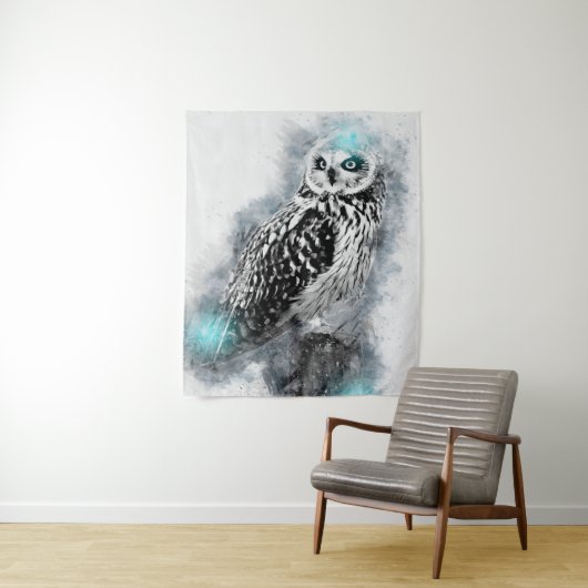 Cooles Ei | Abstraktes Aquarelluchuhu | Clolorful Wandteppich (Beispiel)