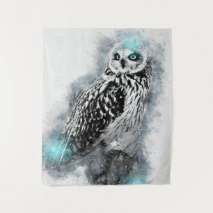 Cooles Ei Abstraktes Aquarelluchuhu Clolorful Wandteppich