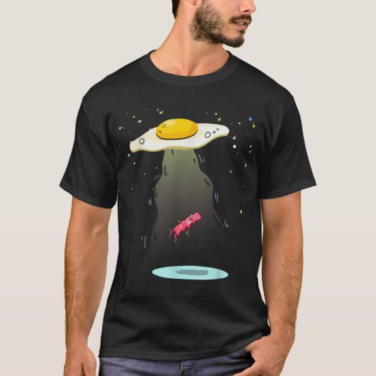 Cooles Ei Entführung Bacon Funny UFO Frühstücksbuf T-Shirt (Vorderseite)