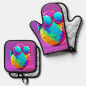 Cooles Ei Ofenhandschuh & Topflappen-Set (Vorderseite/Rückseite)