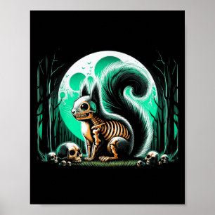 Cooles Eichhörnchen Skeletthaus Halloween Birthda Poster
