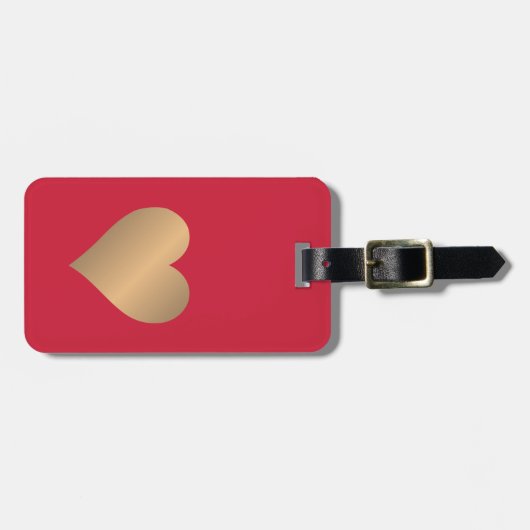 Cooles Einfaches Rotes Imitat Goldenes Herz Gepäckanhänger (Vorderseite horizontal)
