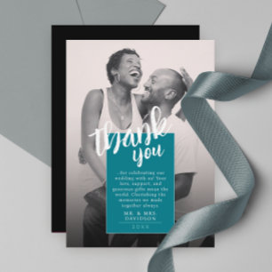 Cooles Einfaches Türkisfarben Foto Danke Karte