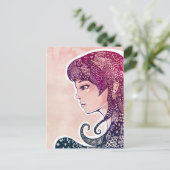 Cooles, eingefärbtes Mädchen mit Gemustertem Haars Postkarte (Stehend Vorderseite)