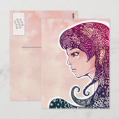 Cooles, eingefärbtes Mädchen mit Gemustertem Haars Postkarte (Vorne/Hinten)