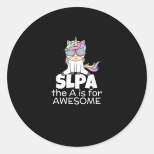 Cooles Einhorn für SLPA Sprachpathologe Runder Aufkleber