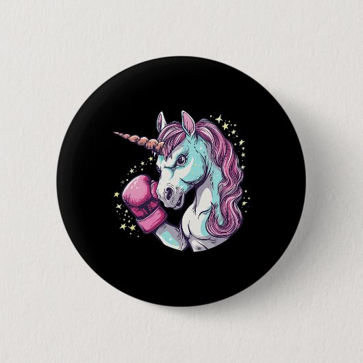 Cooles Einhorn-Gesichtskostüm mit lustigen Boxhand Button (Vorderseite)
