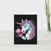 Cooles Einhorn-Gesichtskostüm mit lustigen Boxhand Karte (Vorderseite)