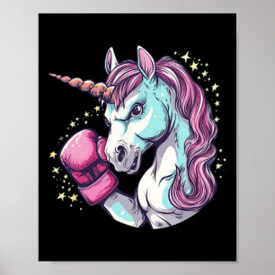 Cooles Einhorn-Gesichtskostüm mit lustigen Boxhand Poster