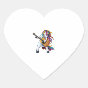 Cooles Einhorn Gitarre spielen _ Funny Animal Guit Herz-Aufkleber