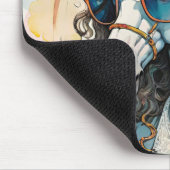 Cooles Einhorn in Sonnenbrille mit Regenbogen Mousepad (Ecke)