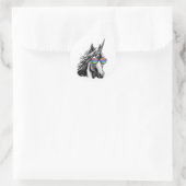 Cooles Einhorn mit Regenbogensonnenbrille Runder Aufkleber (Tasche)