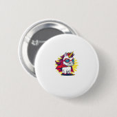 Cooles Einhorn mit Superheld Cape Costume Long Sle Button (Vorne & Hinten)