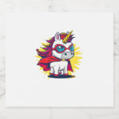 Cooles Einhorn mit Superheld Cape Costume Long Sle Schaumweinetikett (Einzelnes Label)